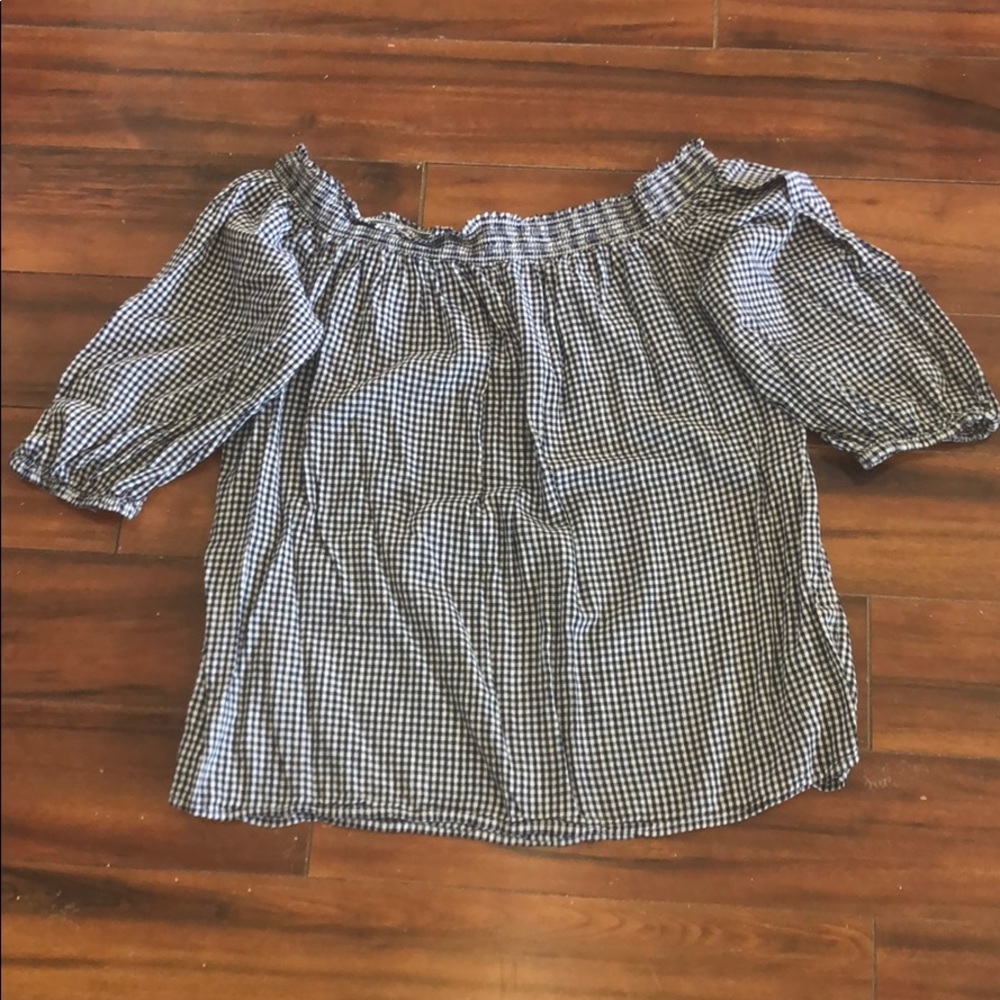 Old navy off the shoulder plaid top - L